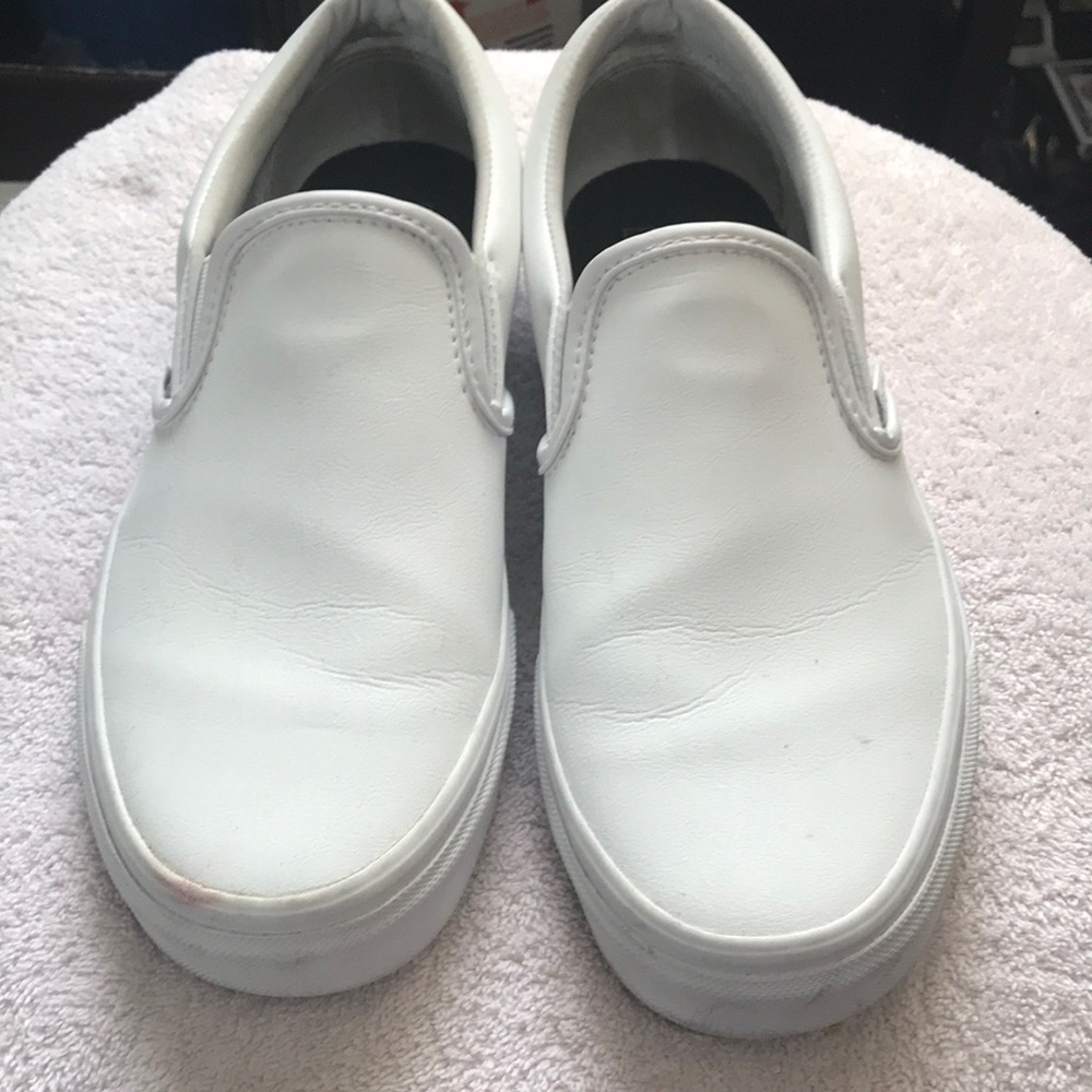 USED All White Van Slip Ons NO BOX